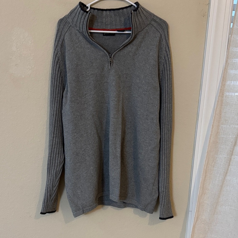 St. John's Bay Men's Charcoal Zip-Up Sweater - Picture 2 of 7